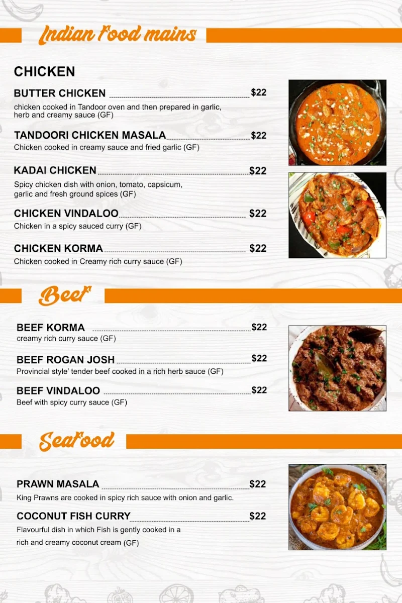 Menu, Asian Feast