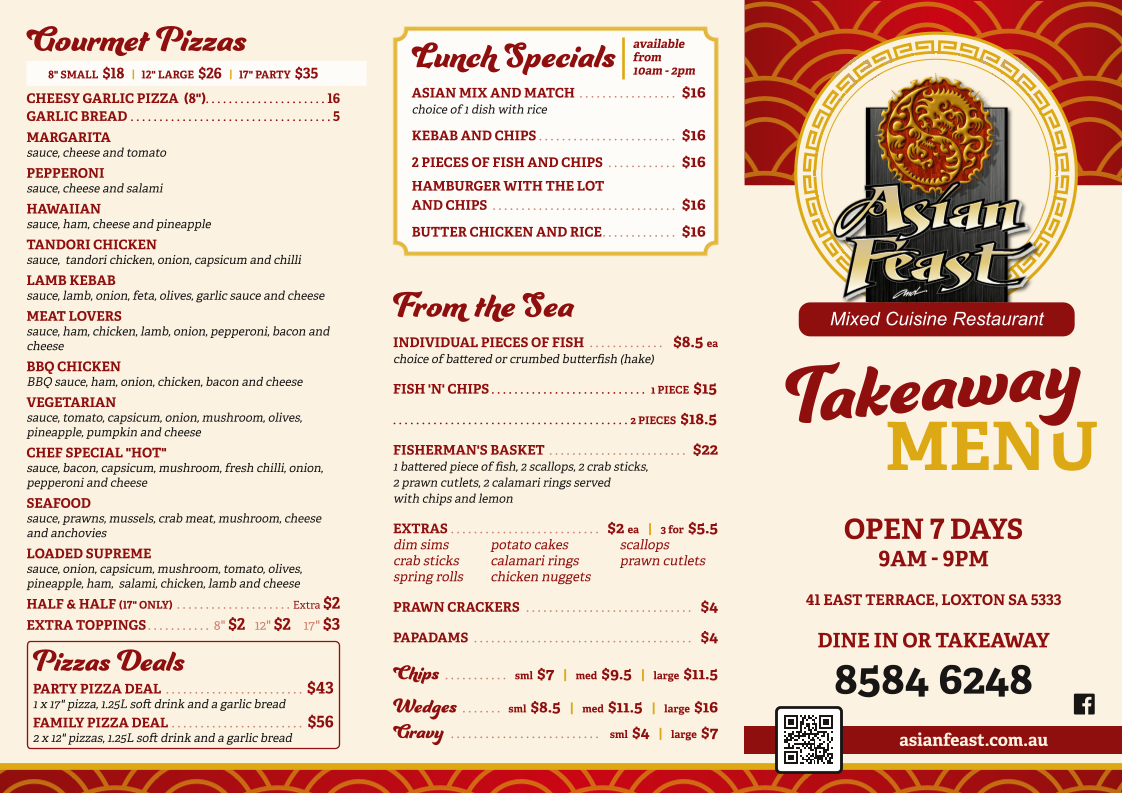 Menu, Asian Feast