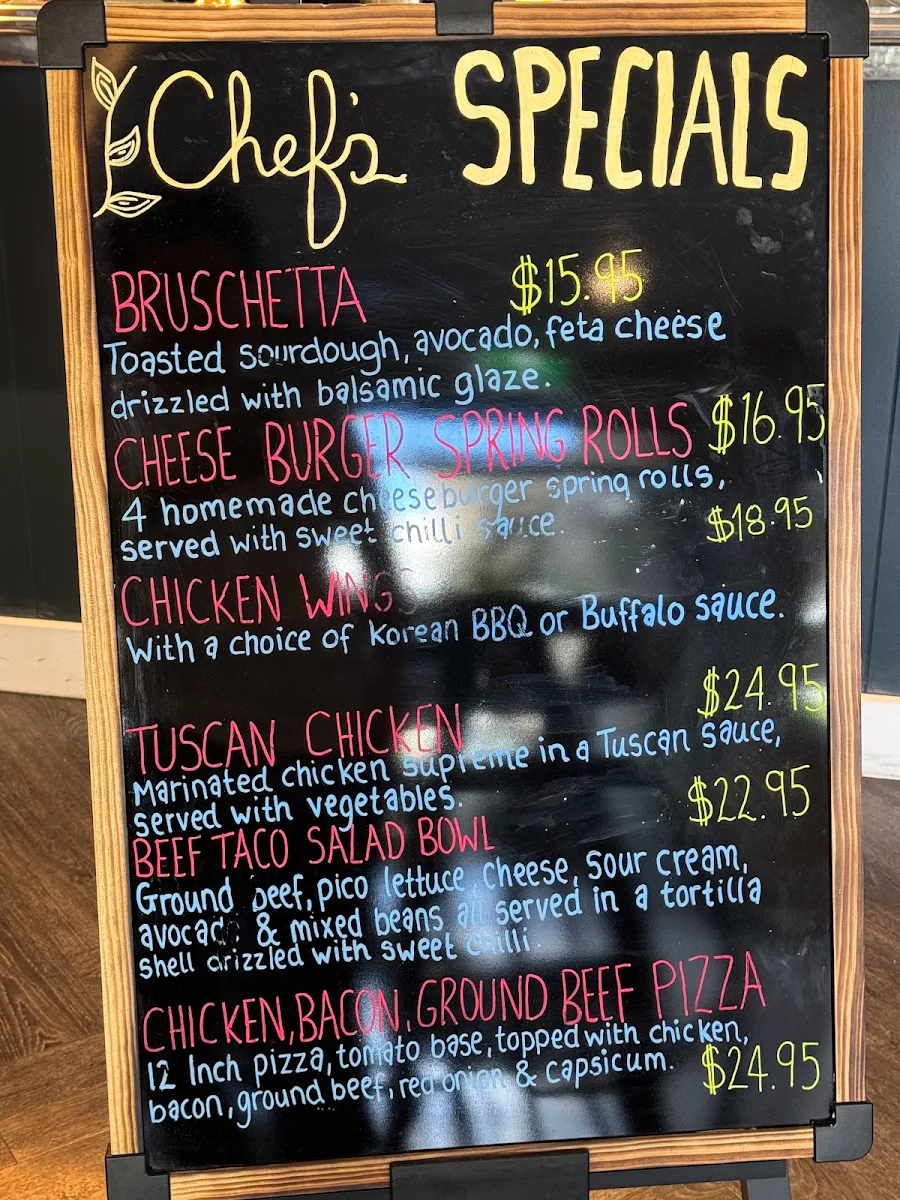 Menu, Palmer's Bar and Kitchen