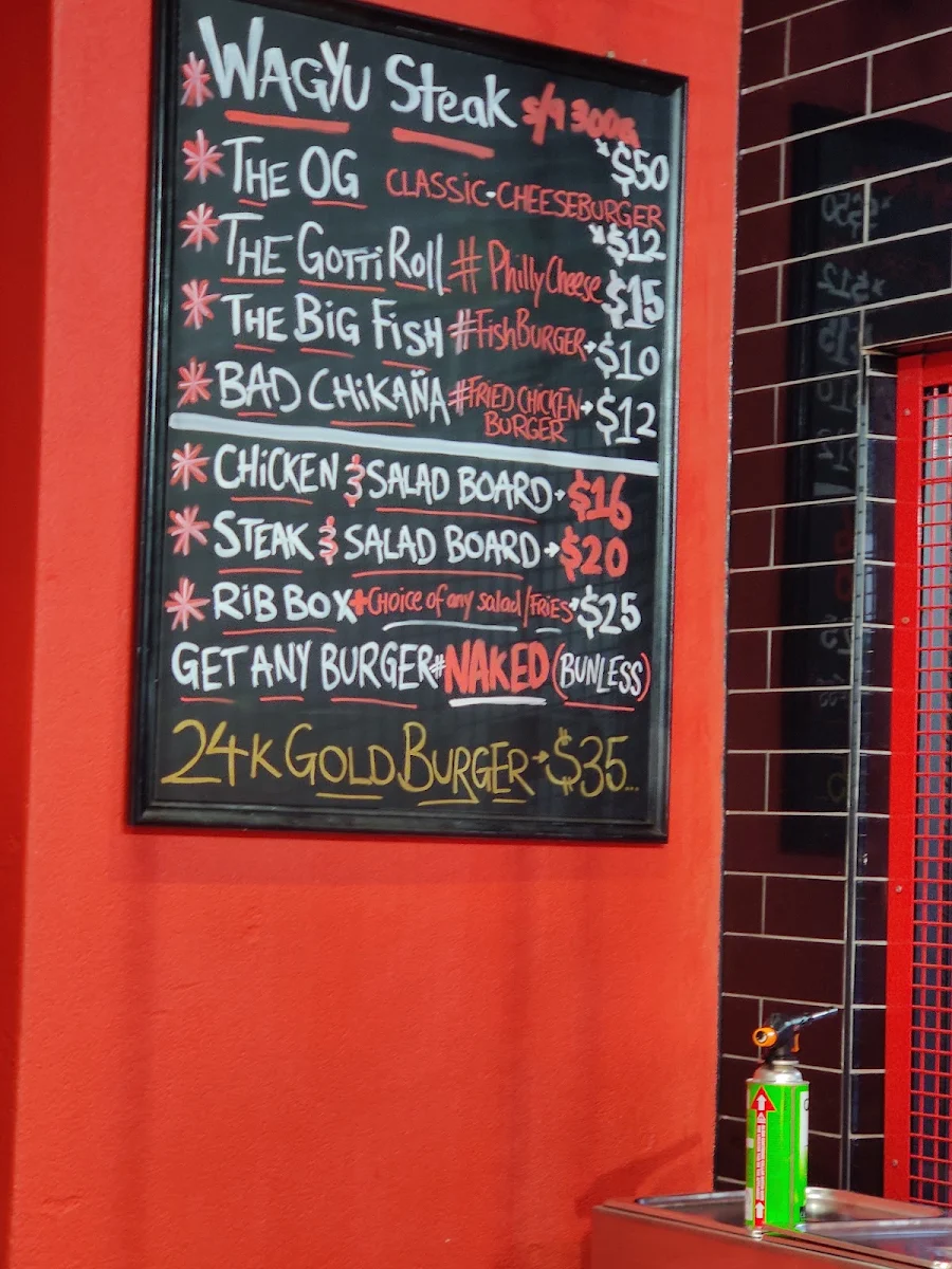 Menu, Burger Cartel - Rockdale