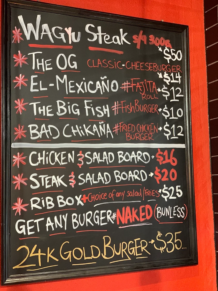 Menu, Burger Cartel - Rockdale