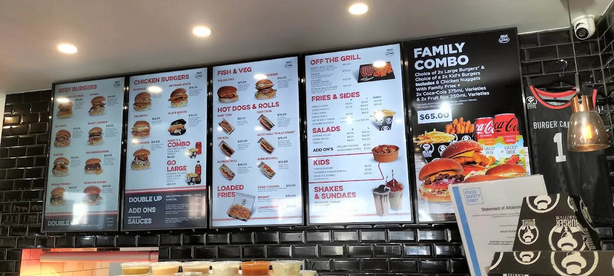 Menu, Burger Cartel - Rockdale