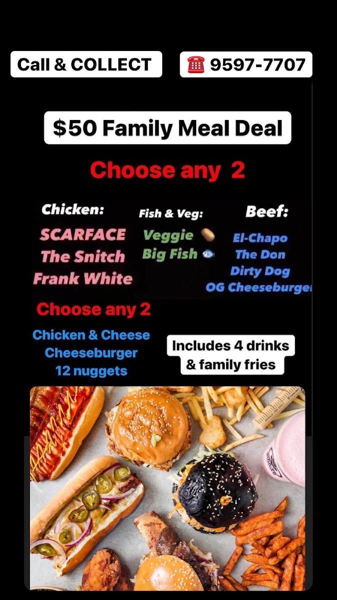 Menu, Burger Cartel - Rockdale