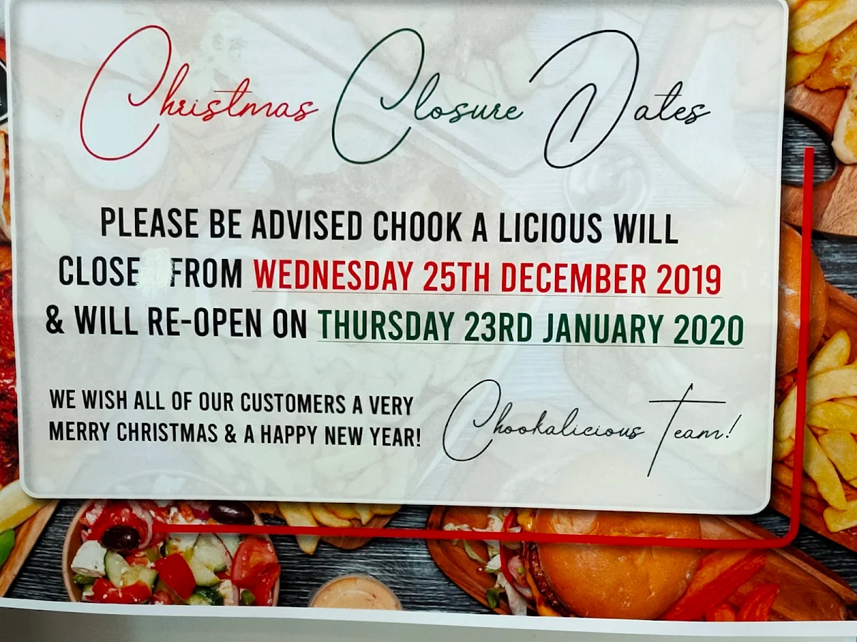 Menu, Chook A Licious
