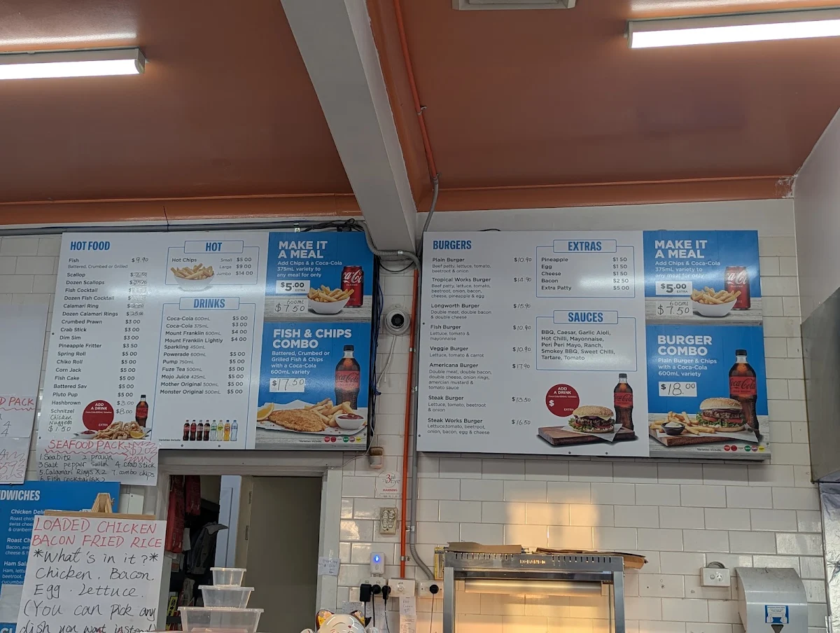 Menu, Longworth Seafood & Schnitzel