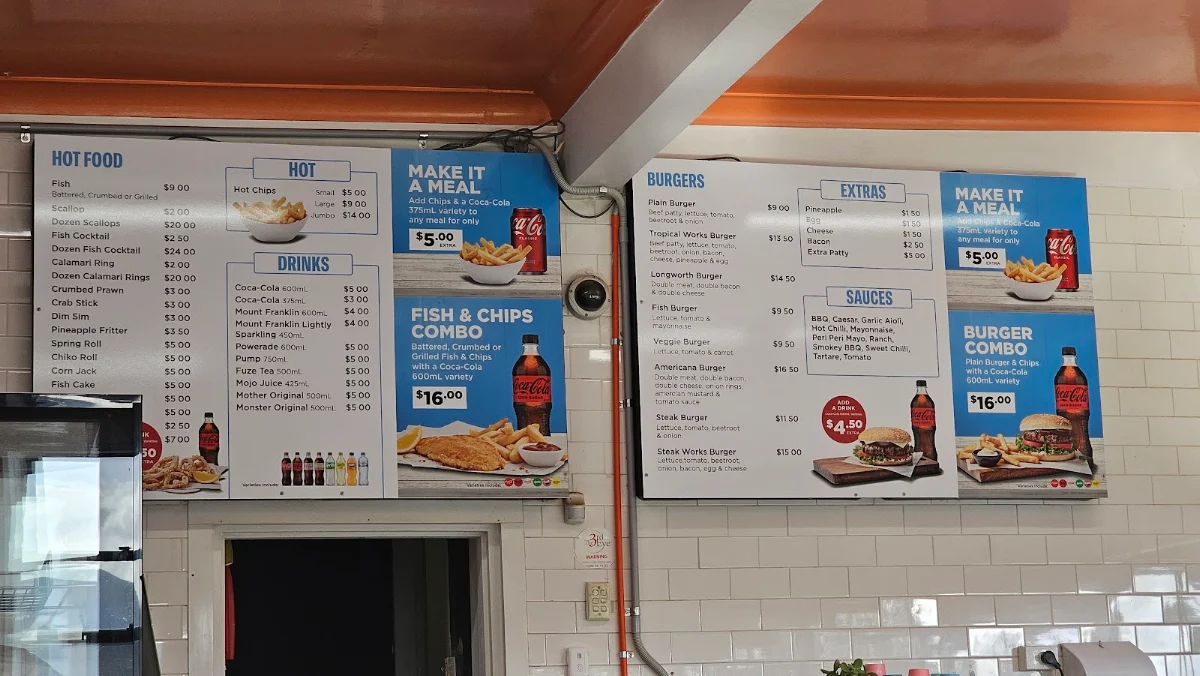 Menu, Longworth Seafood & Schnitzel