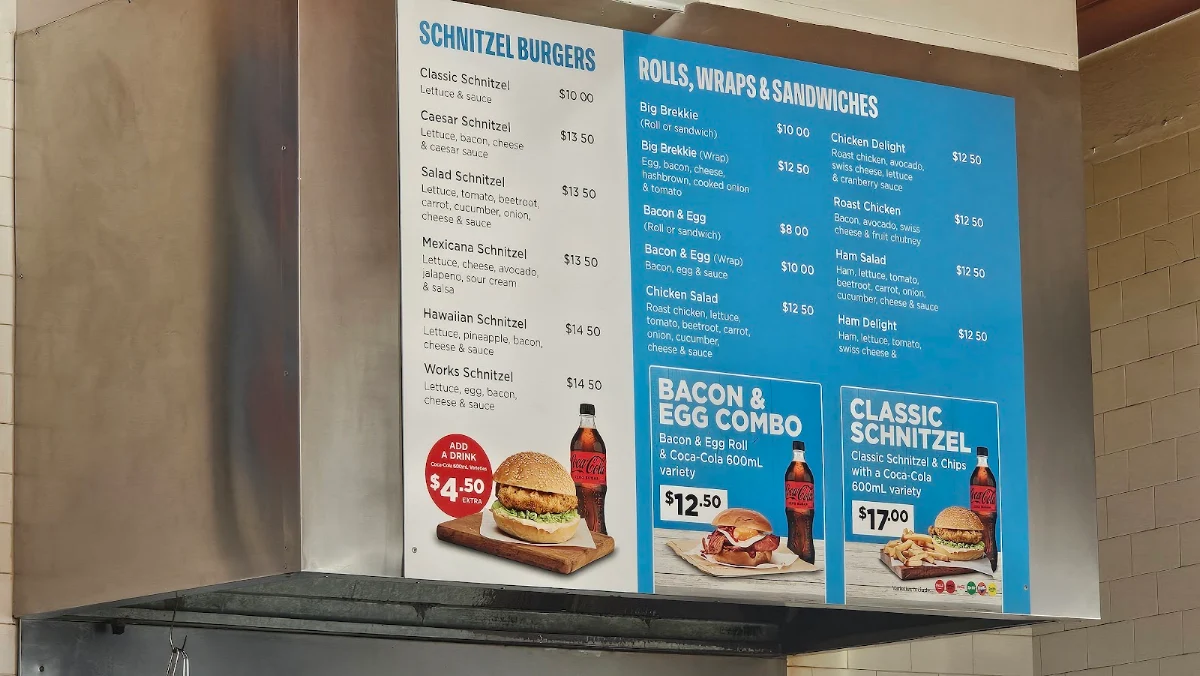 Menu, Longworth Seafood & Schnitzel