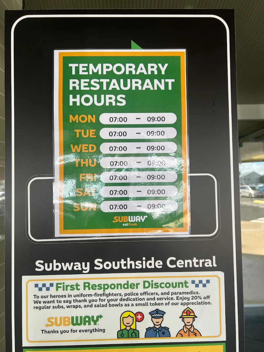 Menu, Subway