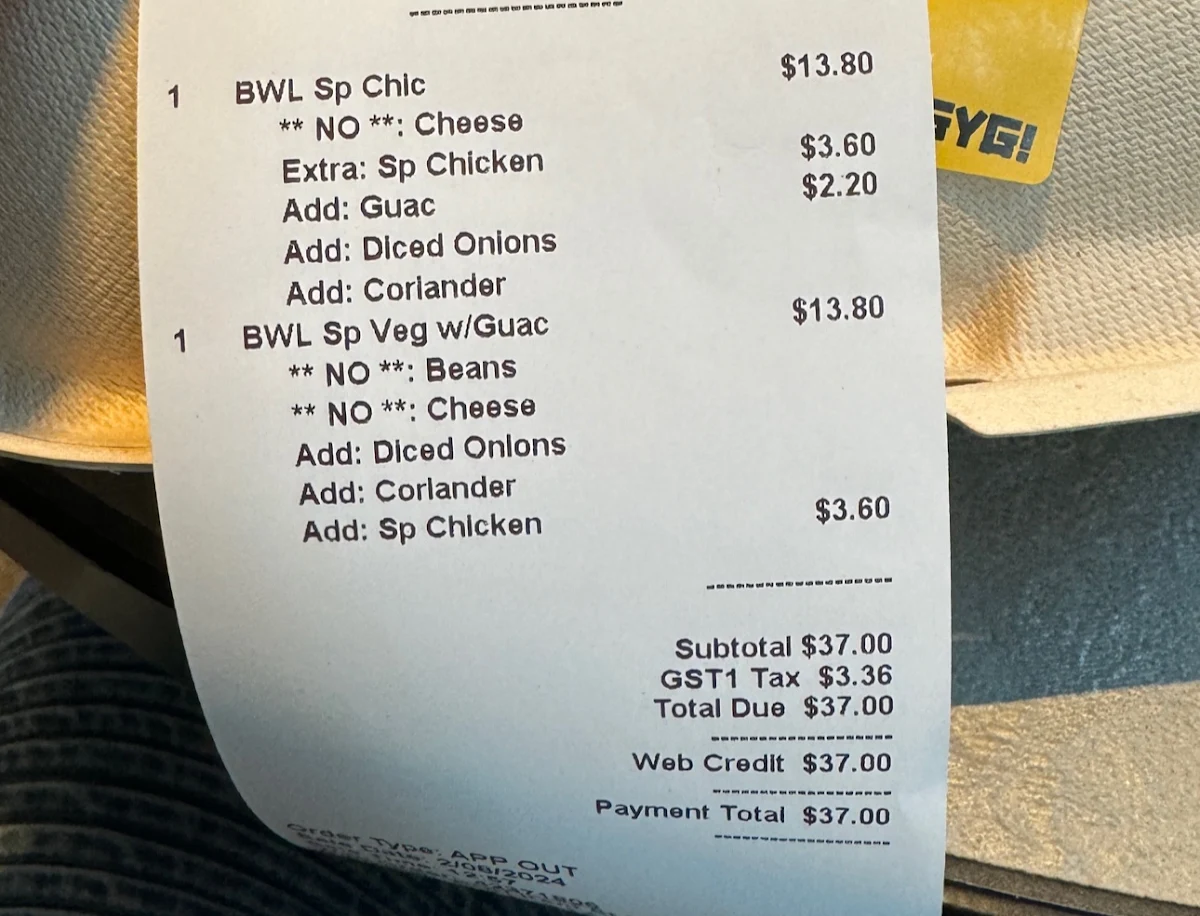 Menu, Guzman y Gomez - Kent Street