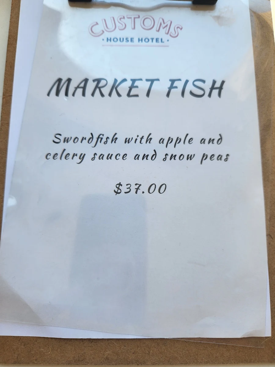 Menu, Customs House Hotel