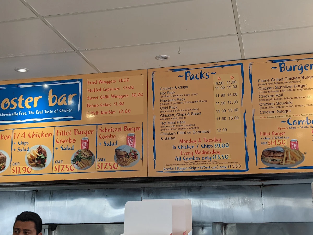 Menu, Rooster Bar