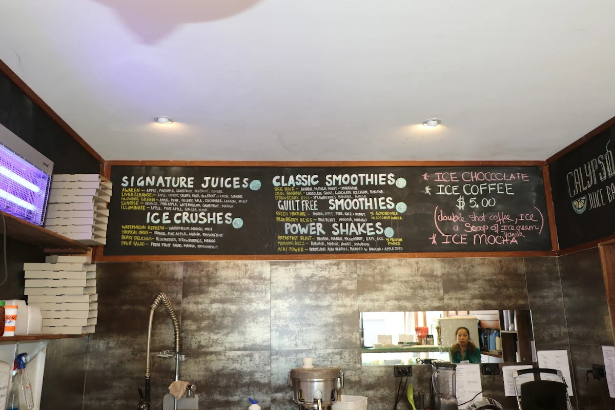 Menu, Calypso Cafe & Juice Bar