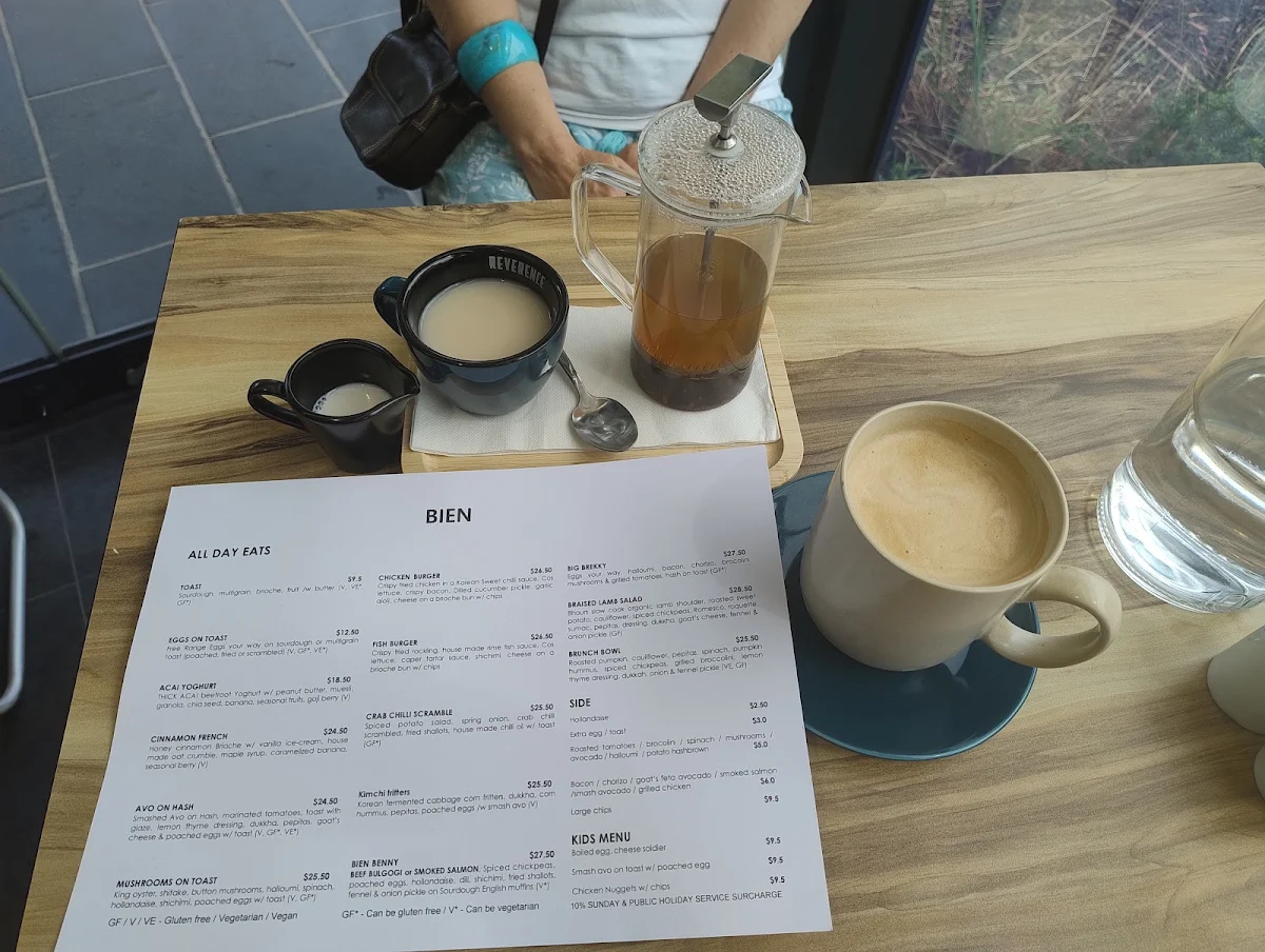 Menu, Cafe bien
