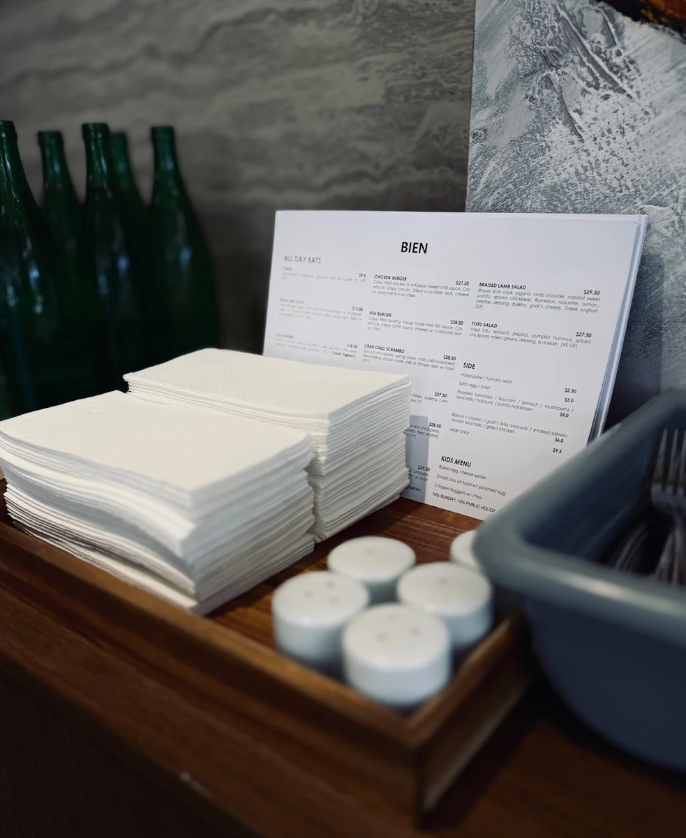 Menu, Cafe bien