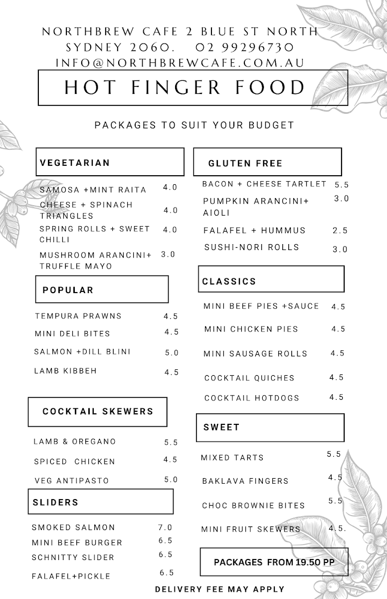 Menu, Northbrew Cafe