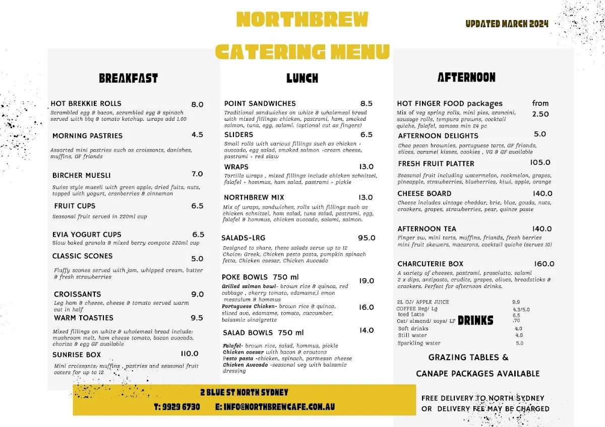 Menu, Northbrew Cafe