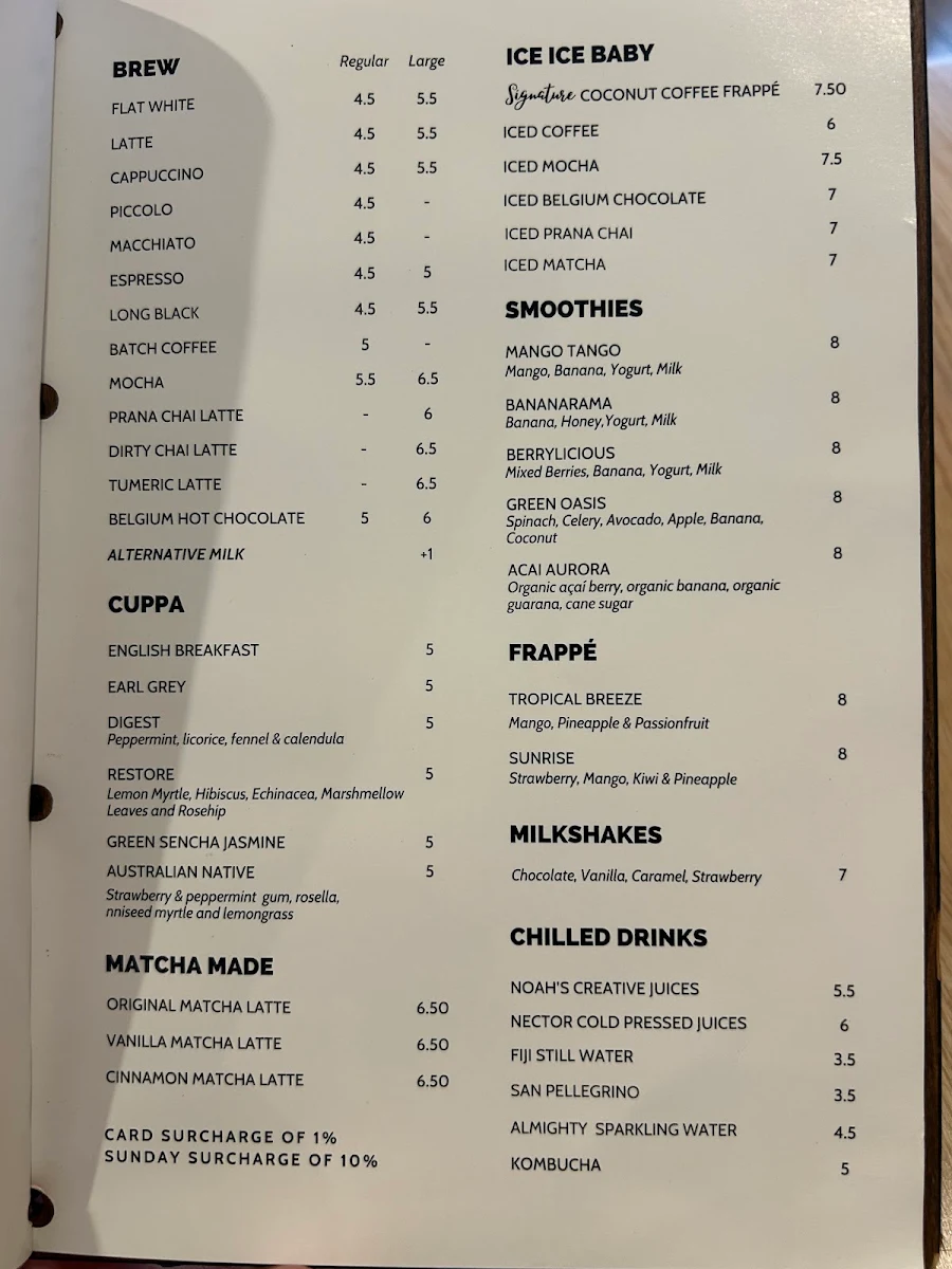 Menu, Aggy's Corner