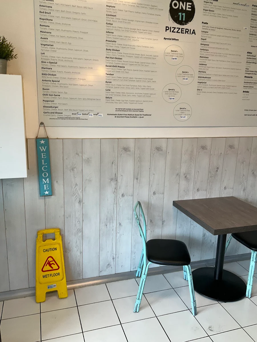 Menu, ONE11PIZZERIA