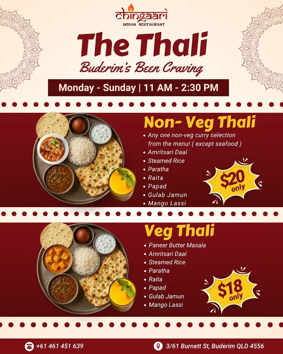 Menu, Chingaari Indian Restaurant