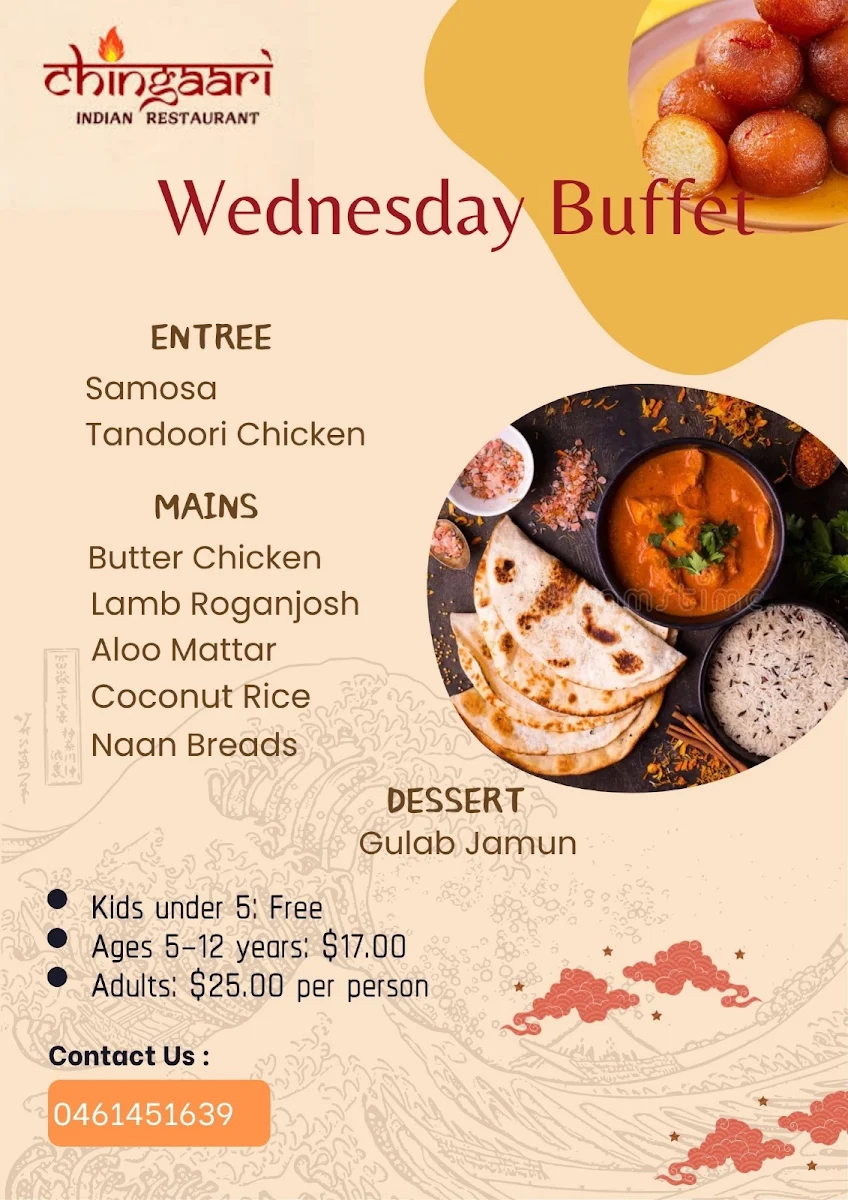 Menu, Chingaari Indian Restaurant