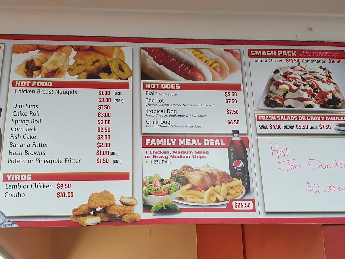 Menu, Tanunda Chicken & Seafood