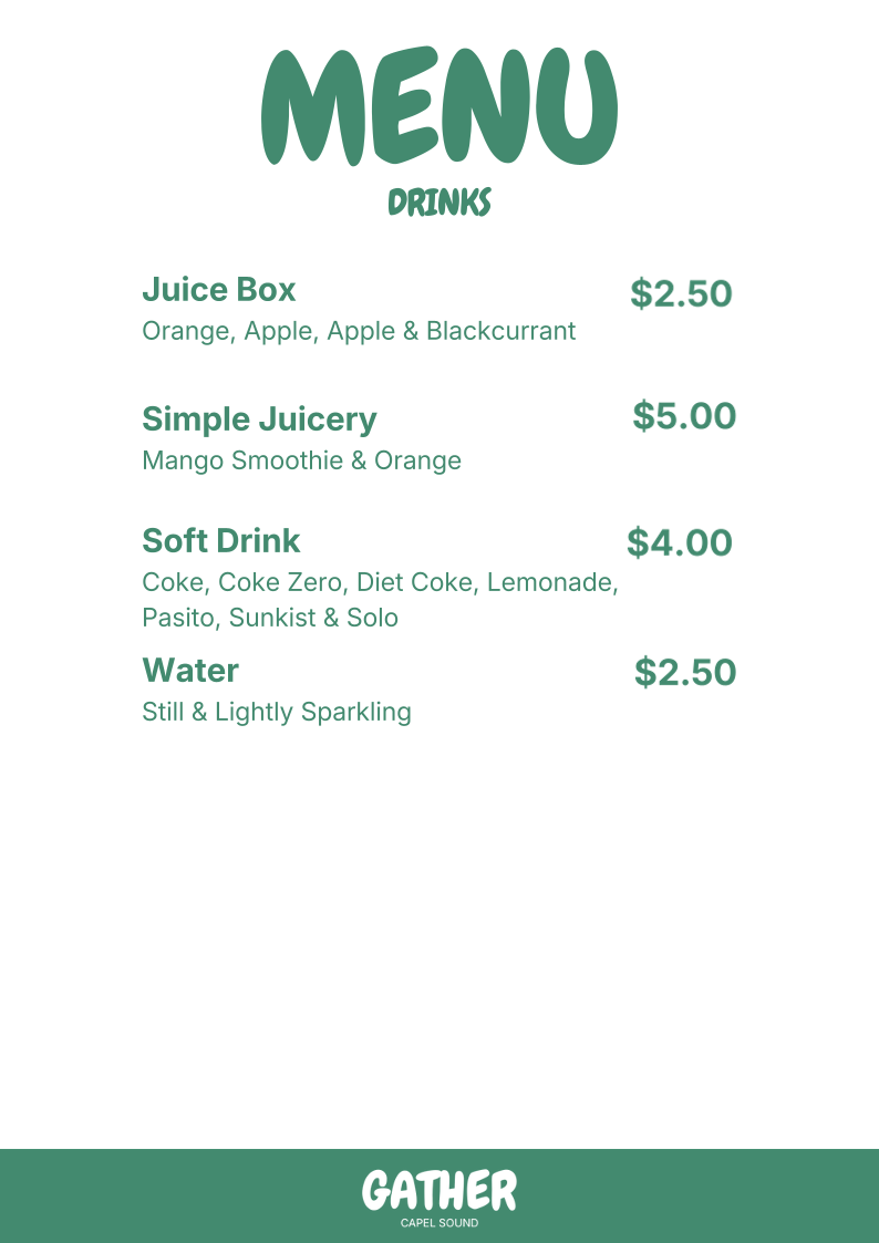 Menu, Gather Cafe