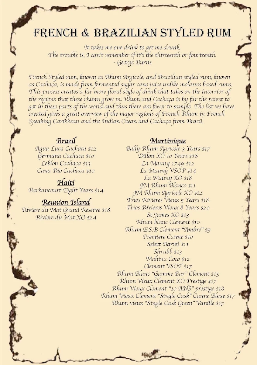 Menu, The Forgotten Cask