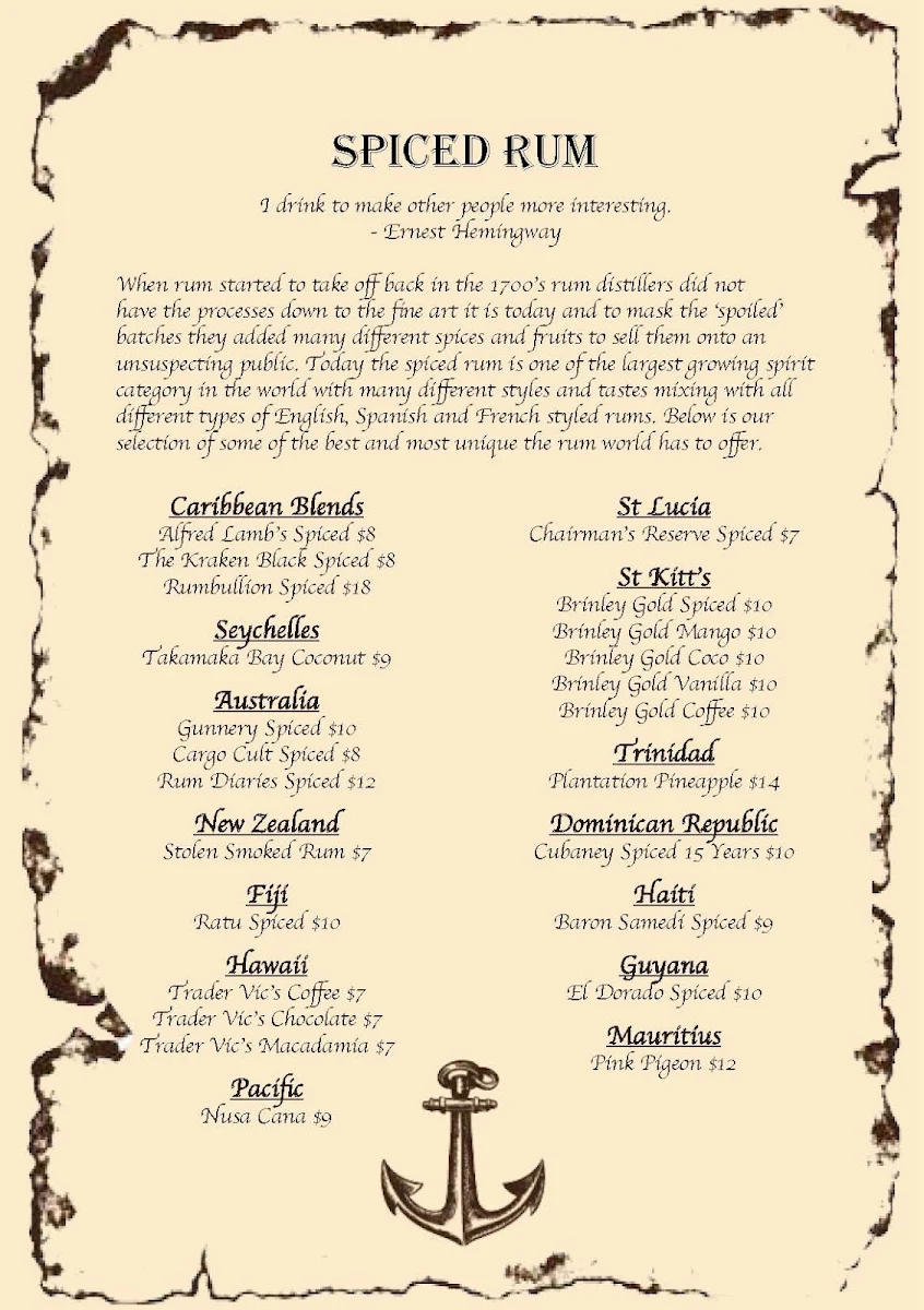 Menu, The Forgotten Cask