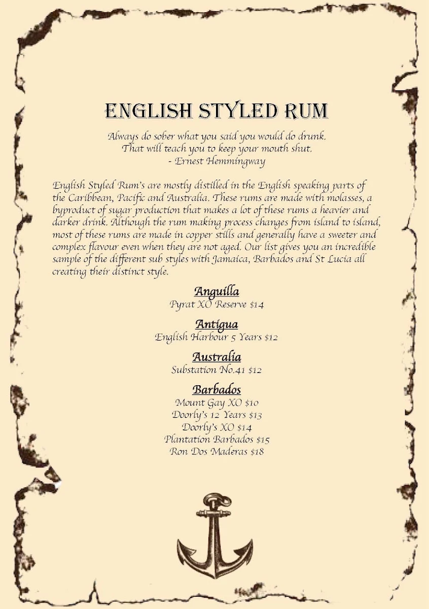 Menu, The Forgotten Cask