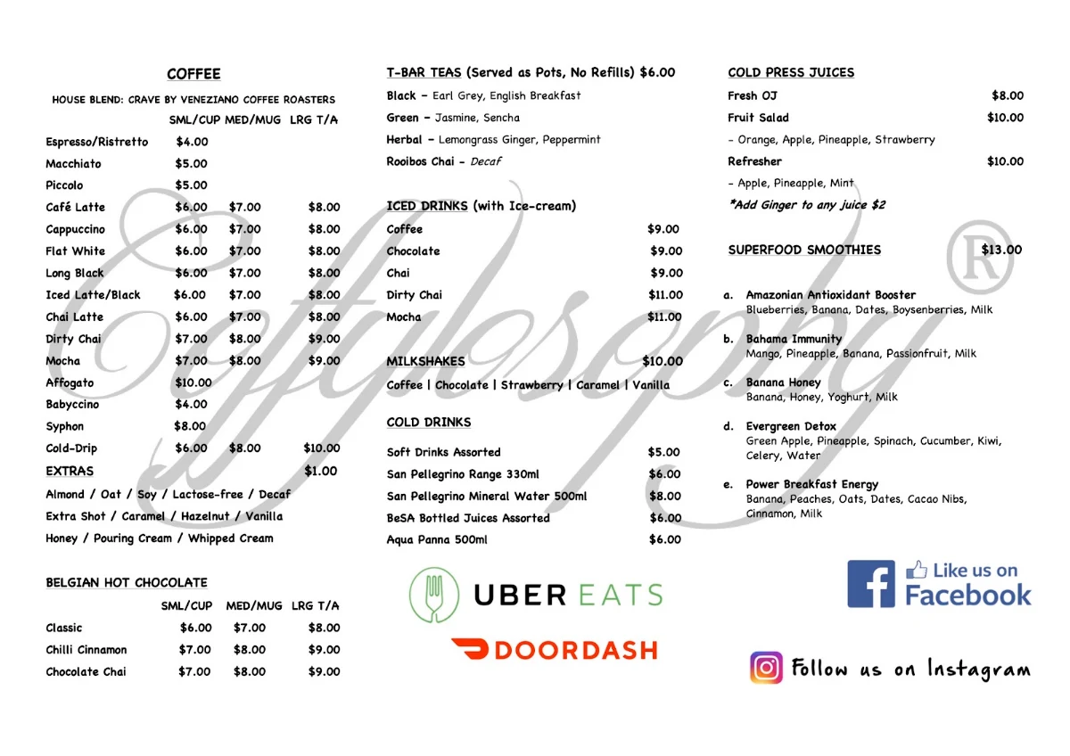 Menu, Coffylosophy