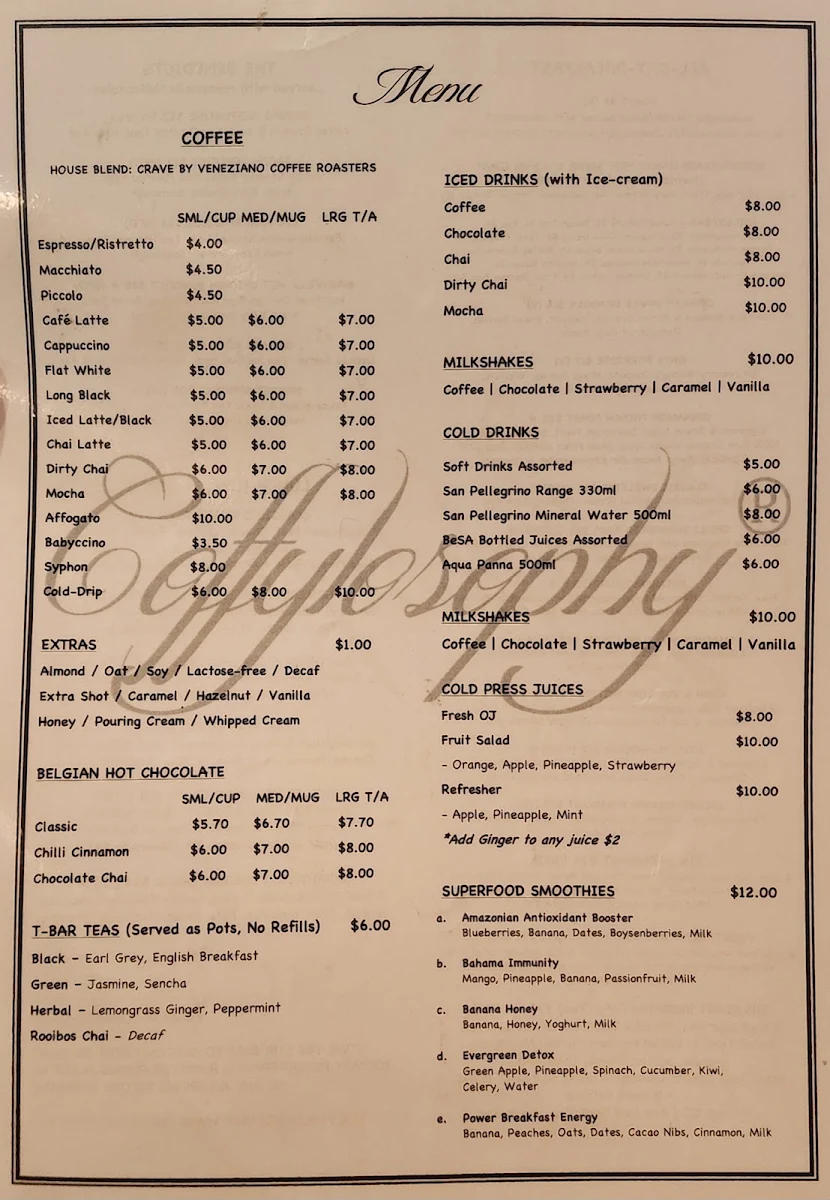 Menu, Coffylosophy