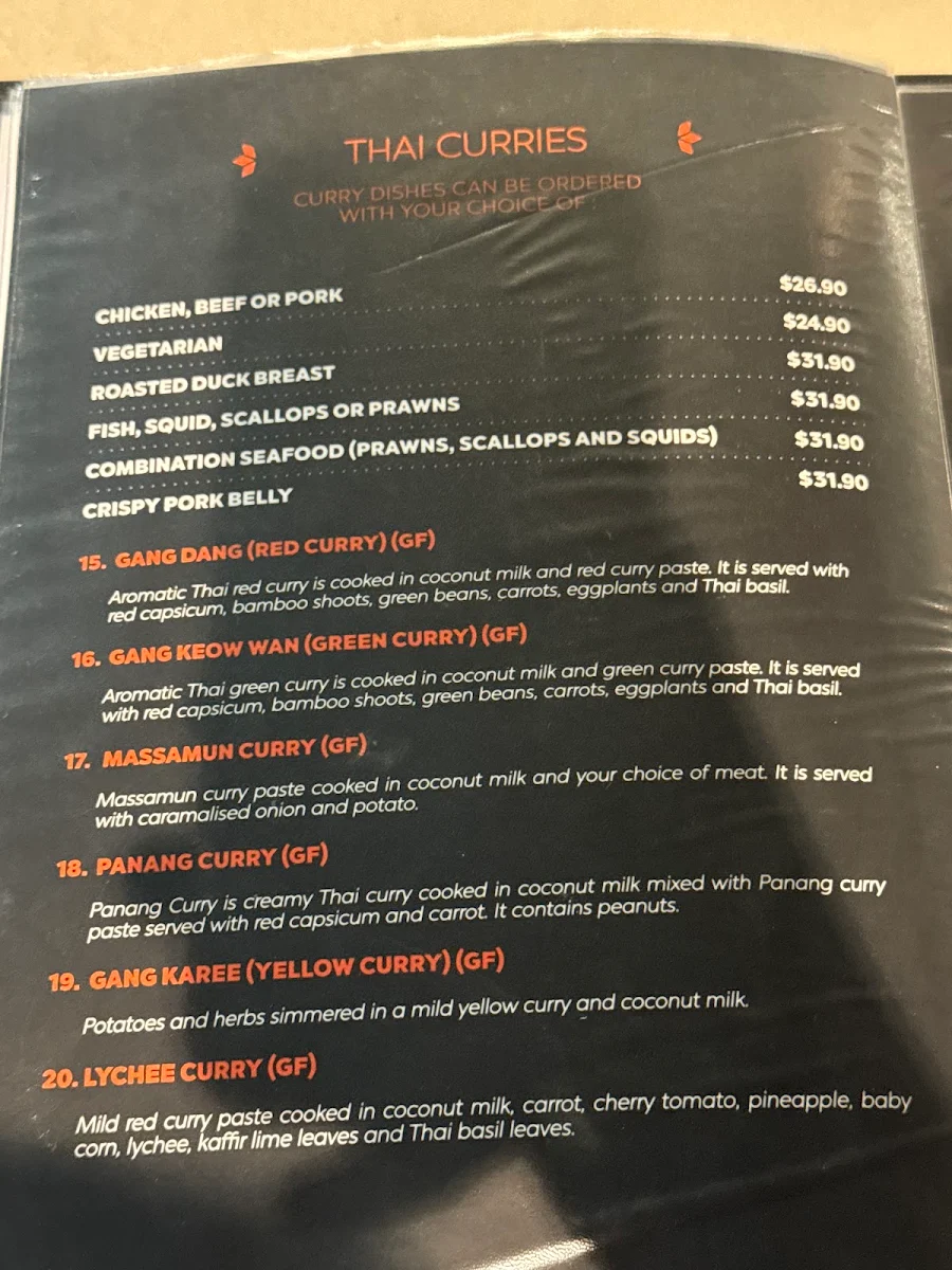 Menu, Siam Sunset @ YG