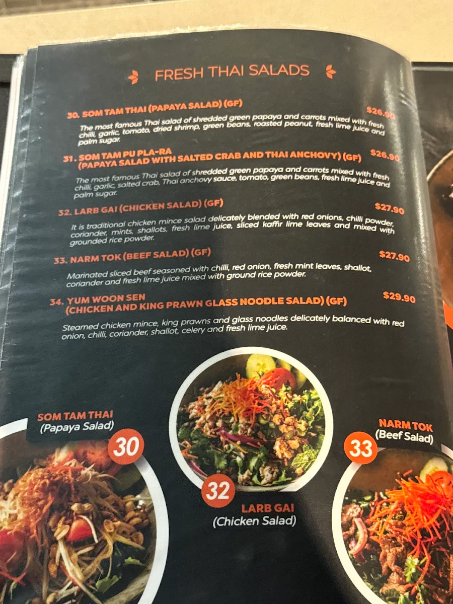 Menu, Siam Sunset @ YG