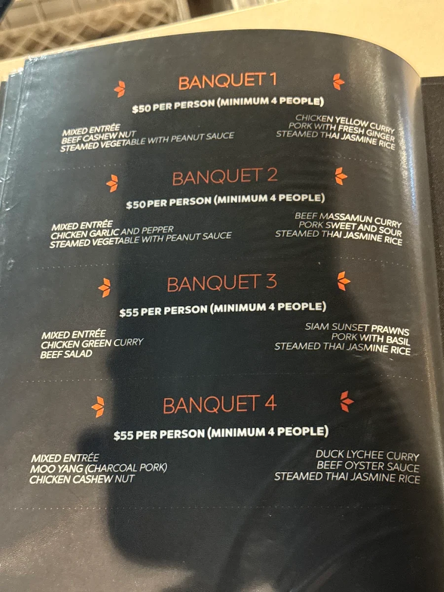 Menu, Siam Sunset @ YG