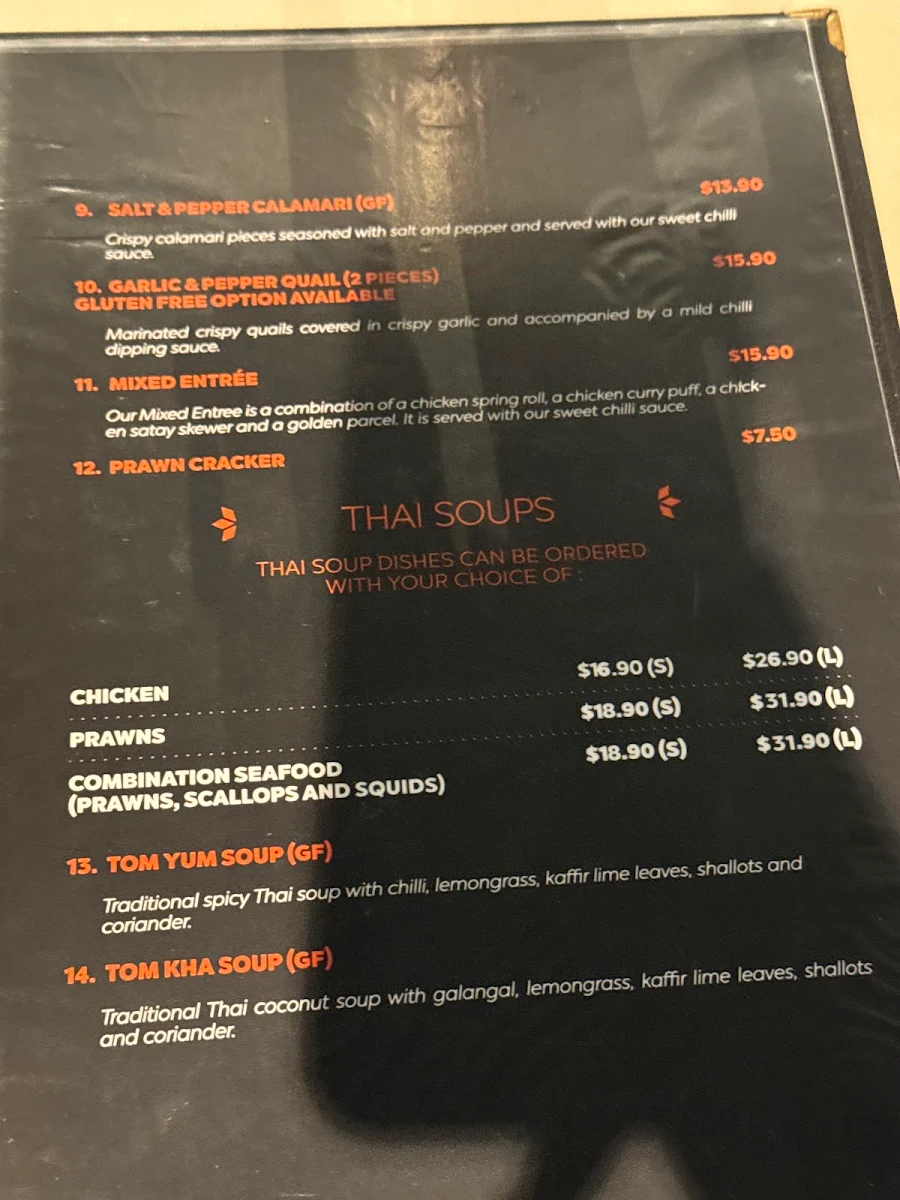 Menu, Siam Sunset @ YG