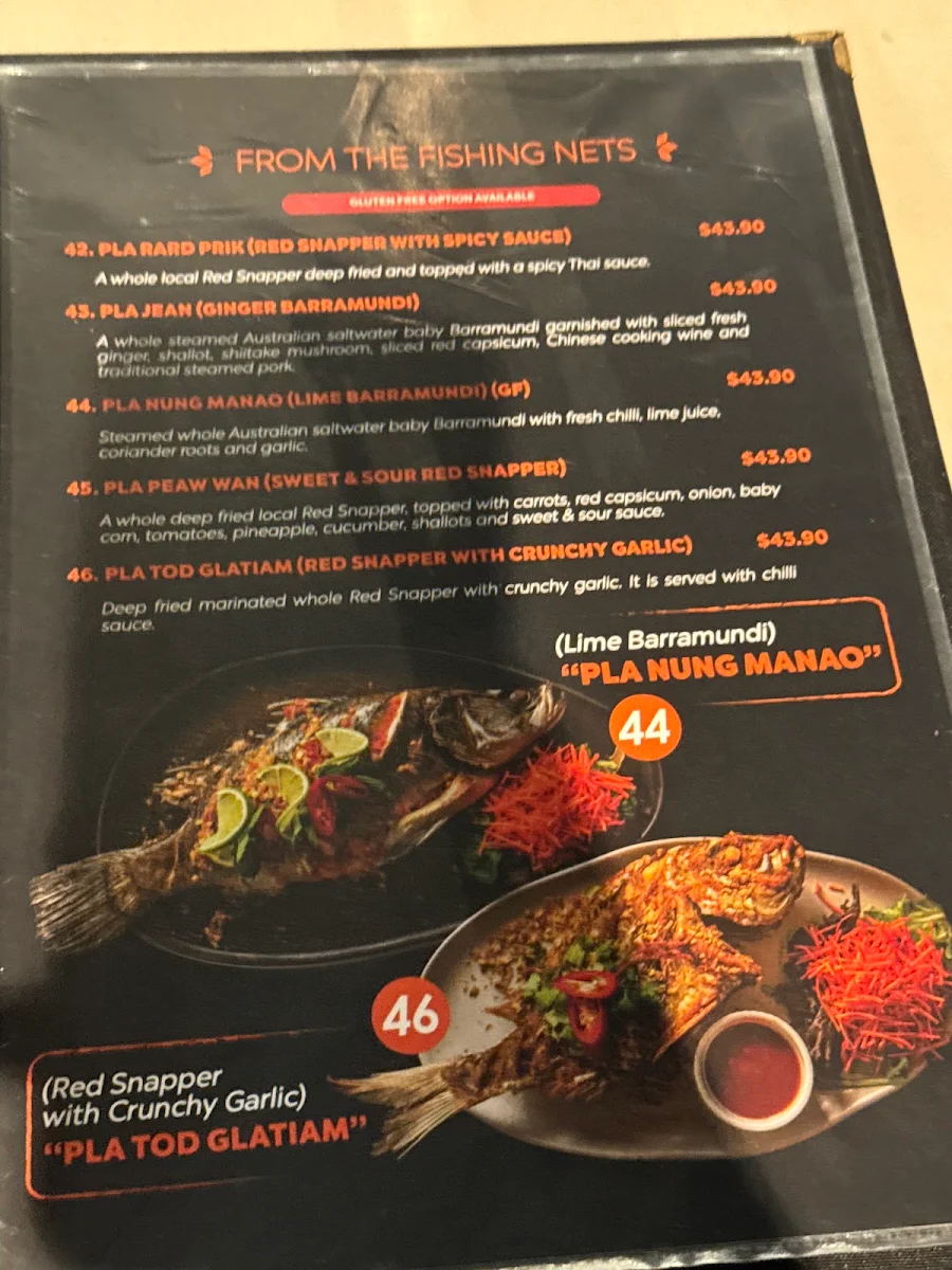 Menu, Siam Sunset @ YG