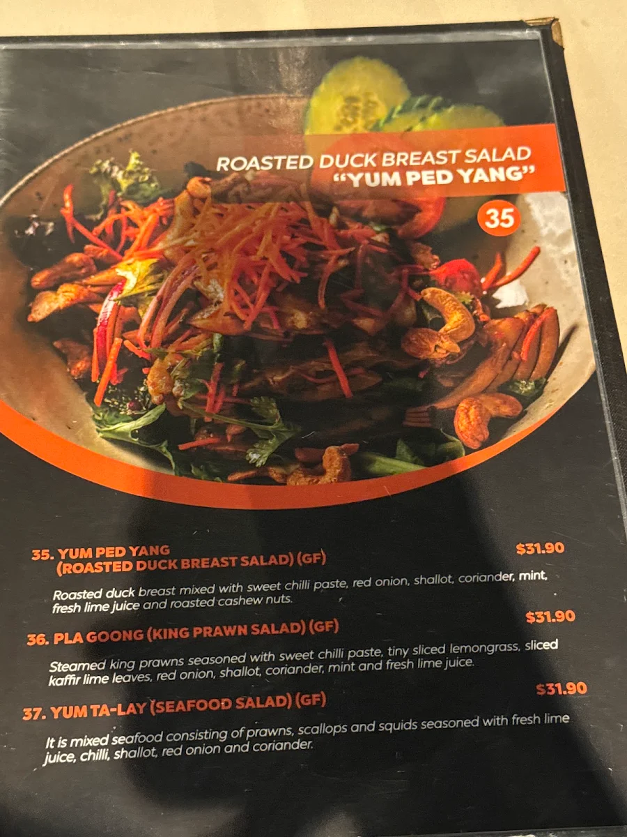 Menu, Siam Sunset @ YG
