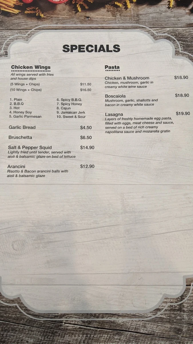 Menu, Pennant Hills Heritage Cafe