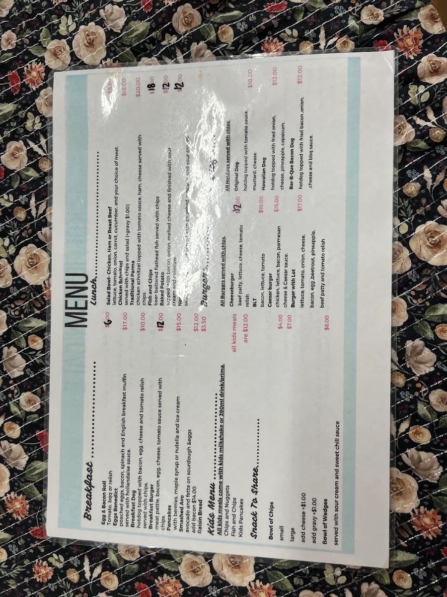 Menu, Koffie Bean Café