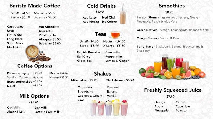 Menu, OG Bakery Cafe
