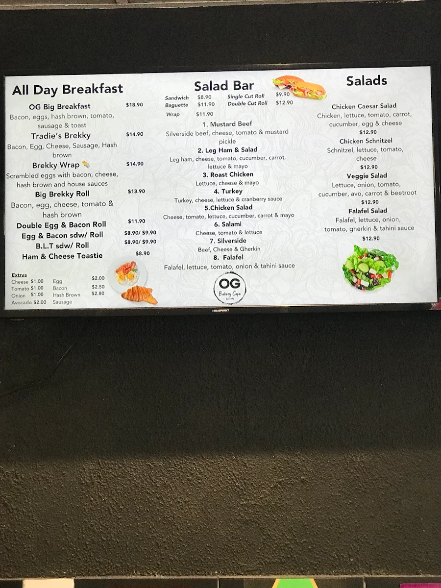 Menu, OG Bakery Cafe