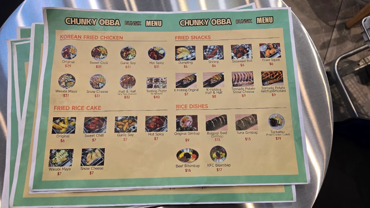 Menu, Chunky Obba bunsik
