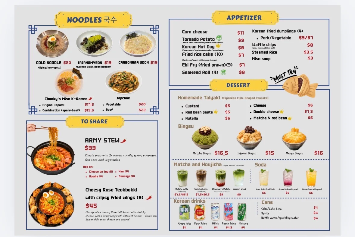 Menu, Chunky Obba bunsik