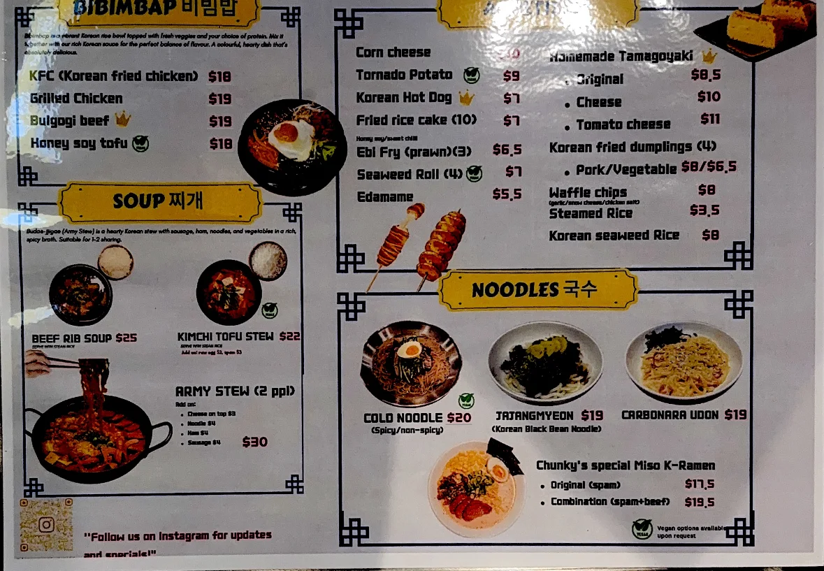 Menu, Chunky Obba bunsik