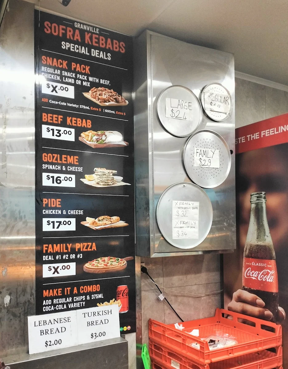 Menu, Granville Sofra Kebabs