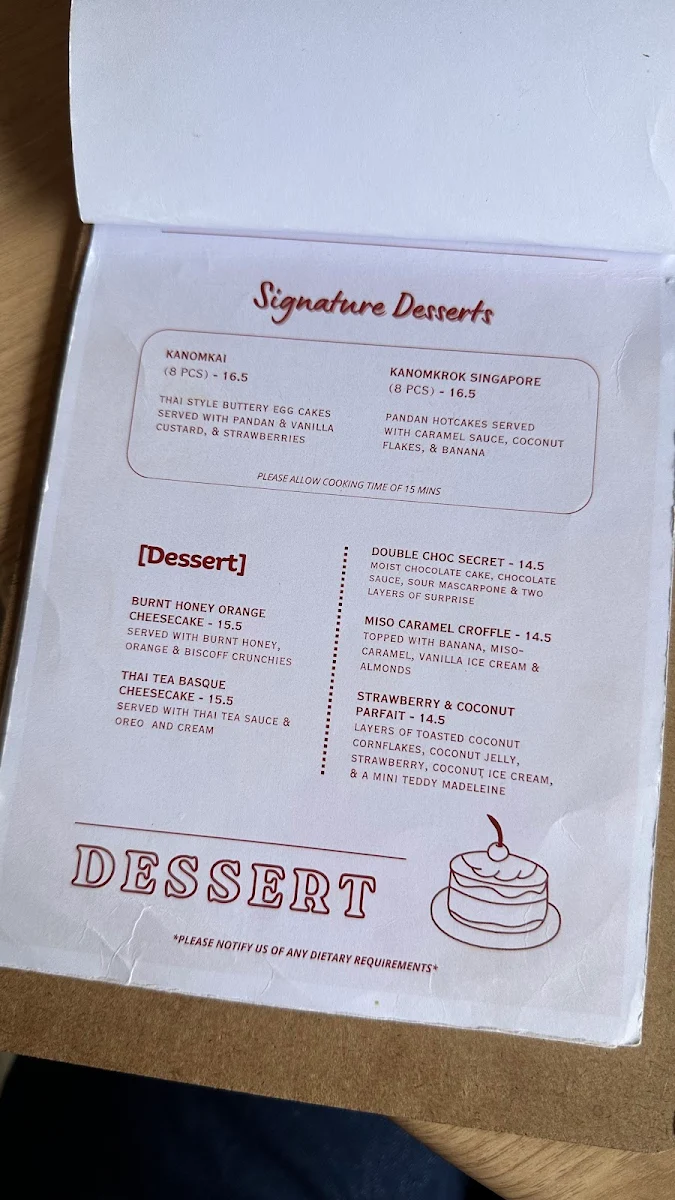 Menu, Amber Melbourne Cafe