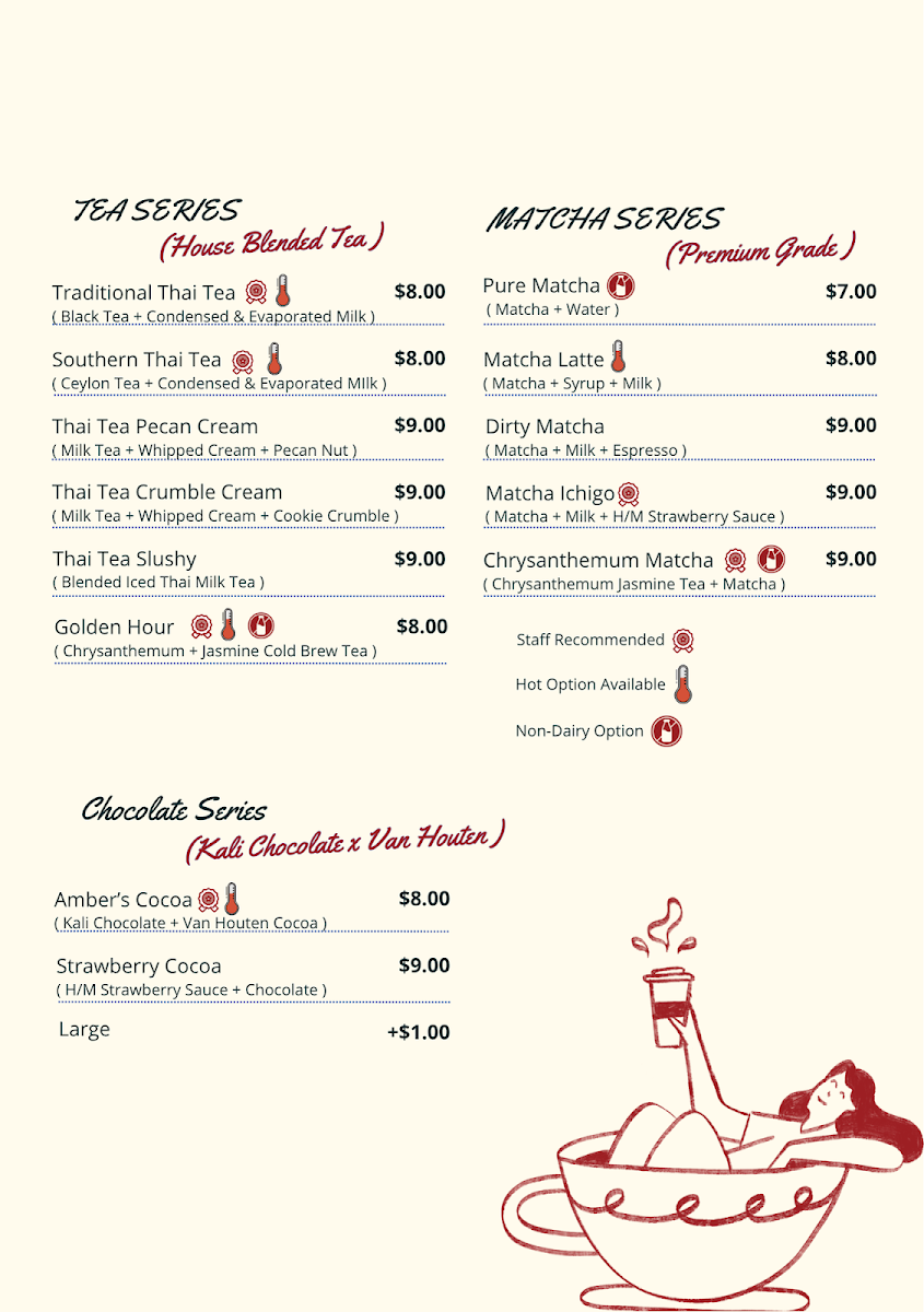 Menu, Amber Melbourne Cafe