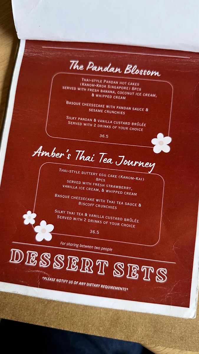 Menu, Amber Melbourne Cafe
