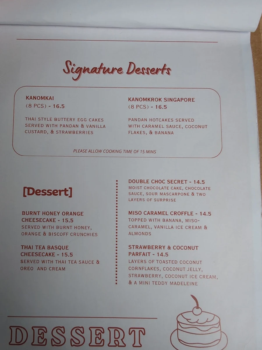 Menu, Amber Melbourne Cafe