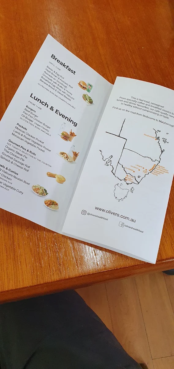 Menu, Oliver's - Gundagai